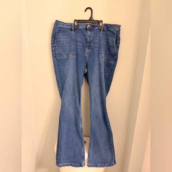 Calvin Klein Jeans Denim - Calvin Klein Jeans Mid-Blue Flare Wide-Leg Jeans